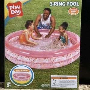 Play Day 3 Ring Inflatable kids pink Swimming Pool